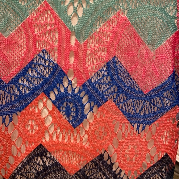 Sequin Hearts dress 3/4 sleeve multicolored chevron lace 12 - Picture 12 of 13